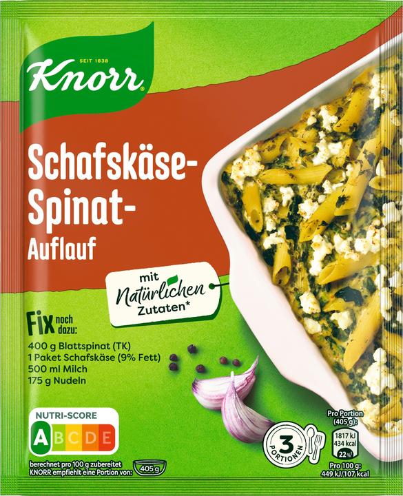 Produktbild Knorr Fix Spinat-Schafskäse Auflauf (30 g)