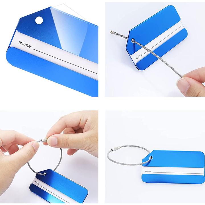 Produktbild Noya Aluminium Kofferanhänger Gepäck-Etiketten Luggage Tag mit Adressschild - Bunt 8er Set (Schlösser & Anhänger)
