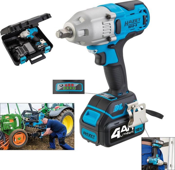 Actual product image HAZET Cordless impact wrench 9212-3 ∙ Maximum loosening torque: 700 Nm ∙ Square, solid 12.5 mm (1/2… (Rechargeable battery operated)