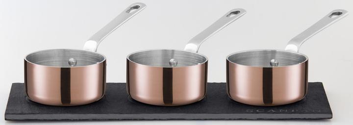 Produktbild Scanpan 3er-Set Kasserollen Maitre mit Schieferplatte (6 cm, Stielkasserolle, Kupfer, Edelstahl)