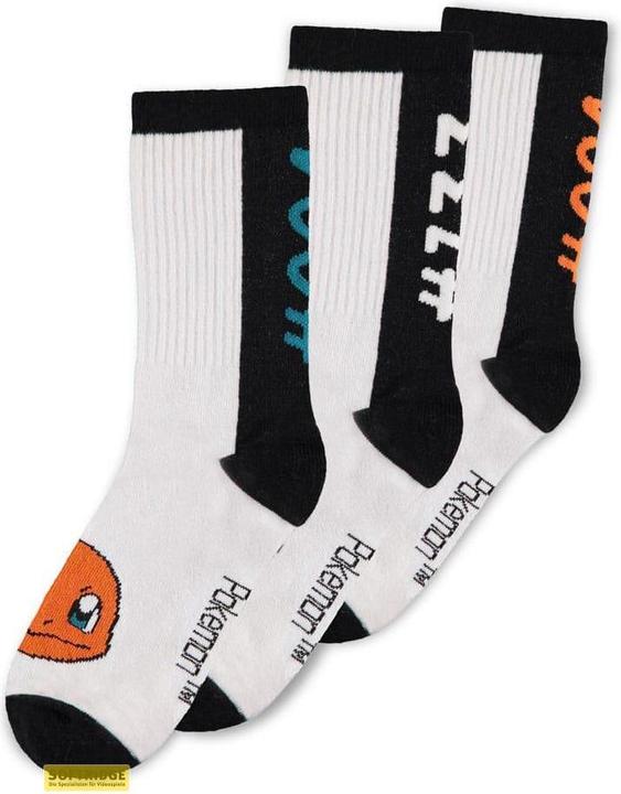 Actual product image Difuzed Pokemon pack 3 paires de chaussettes Heads Black & White 39-42 (pack of 3, 39 - 42)