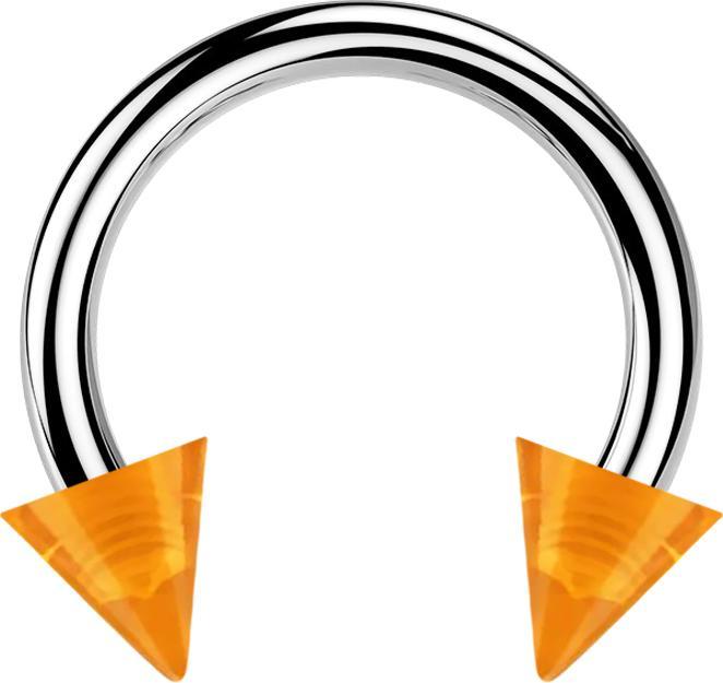 Produktbild Star Piercing Circular Barbell silber mit zwei Cones orange transparent (ohne Messing, Acryl, Chirurgenstahl 316L)