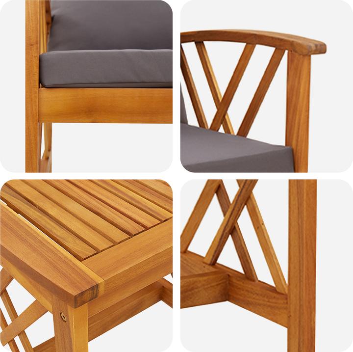Produktbild VidaXL 3-teiliges Garten-Lounge-Set mit Kissen aus solidem Akazienholz (59 cm)