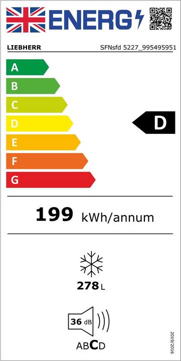 Energie-Label Liebherr SFNsfd 5227 Plus NoFrost (Freistehend, 320 l)
