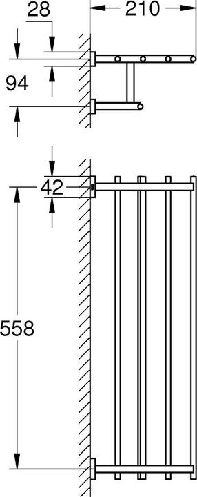 Actual product image Grohe Multi towel rail Essential Cube hard graphite brushed 40512AL1