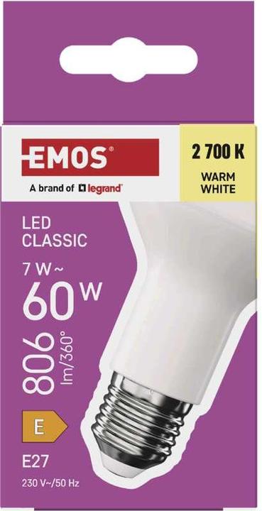 Produktbild Emos LED Lampe Classic R63 / E27 / 7 W (60 W) / 806 lm / Warmweiss (E27, 7 W, 806 lm, 1 x, E)