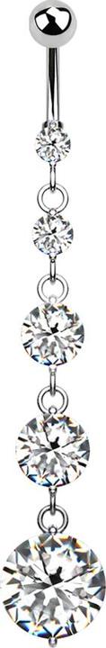 Star Piercing Banane silber mit Kugel und Kugel Kristall silber Anhänger vier runde Kristalle (Chirurgenstahl 316L, Messing)
