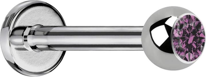 Star Piercing Labret silber mit Kugel Kristall hellviolett (ohne Messing, Titan G23)