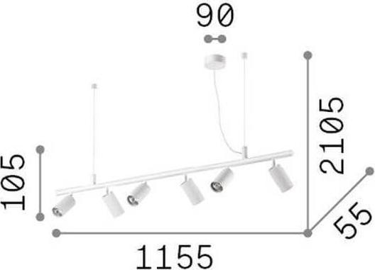 Produktbild Ideal lux DYNAMITE GU10 Pendelleuchte 6x dimmbar Schwarz warmweiss 231396 (GU10, 640 lm)
