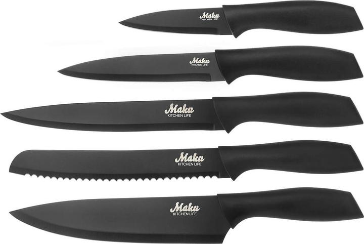 Actual product image Maku Kitchen Knife Set 5 Pcs Black