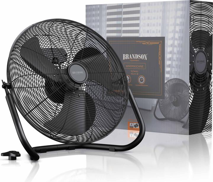 Immagine prodotto Brandson Windmaschine, Bodenventilator im Retro Stil, hoher Luftdurchsatz, 120W, Schwarz, 50 cm Ø, neigbar