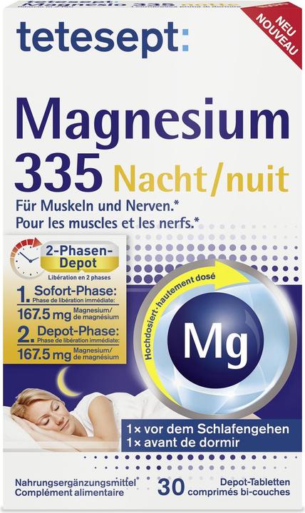 Tetesept Magnesio 335 compresse per la notte (30 Pezzo/i, Pillole, 53 g)