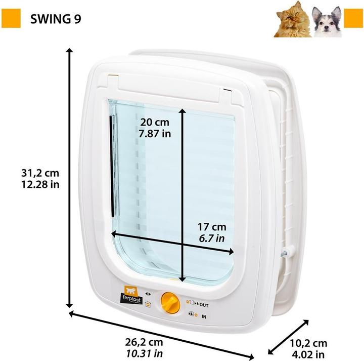 Immagine prodotto Ferplast Swing 9 - Porta per cani di taglia media e gatti di taglia grande marrone (Gattaiola manuale)