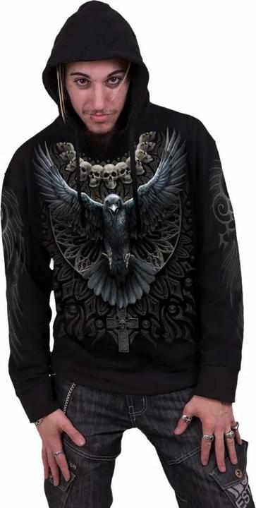 Spiral Raven Skull Kapuzenpullover (S)