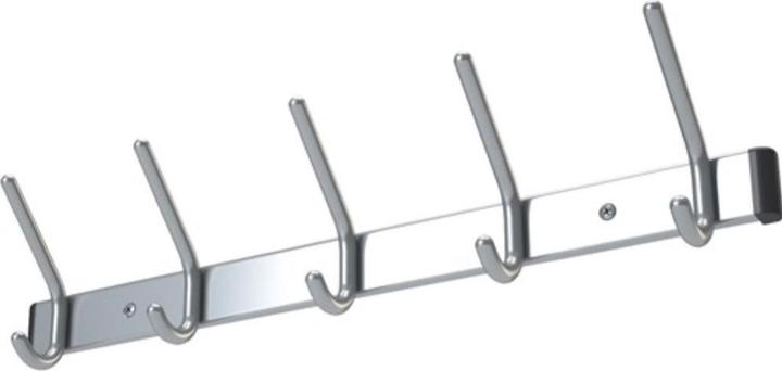 Actual product image HP Autozubehör Wall coat rack Aluminium F1 natural 5 hat/5 coat hooks Length 700 mm Hook spacing 150 mm