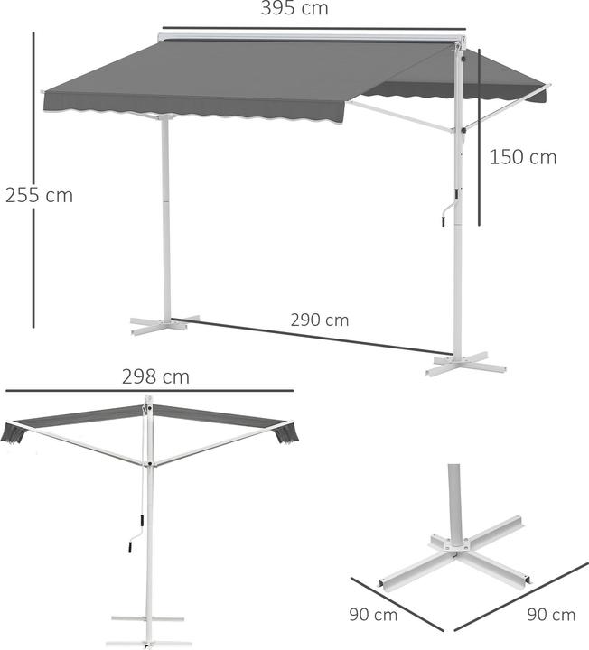 Produktbild Outsunny Standmarkise mit Faltarm (2.94 m)