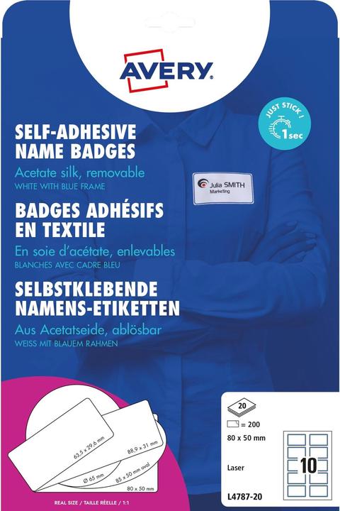 Actual product image Avery Name labels 80 x 50 mm, 20 Blatt