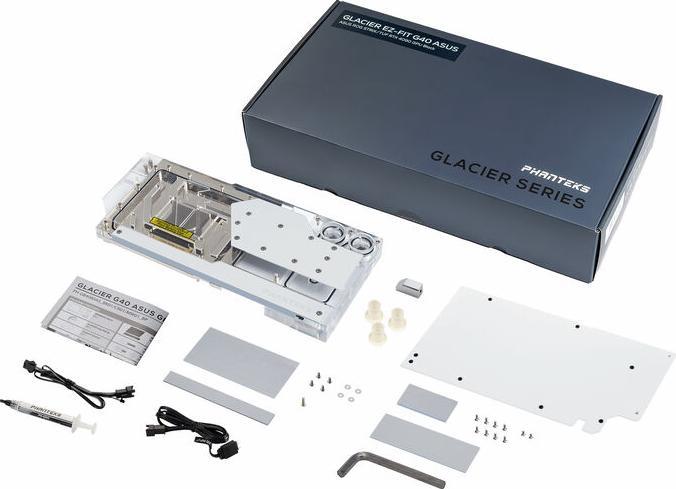 Actual product image Phanteks Glacier Ez-Fit G40 RTX 4090 Asus GPU water cooler, D-RGB - white