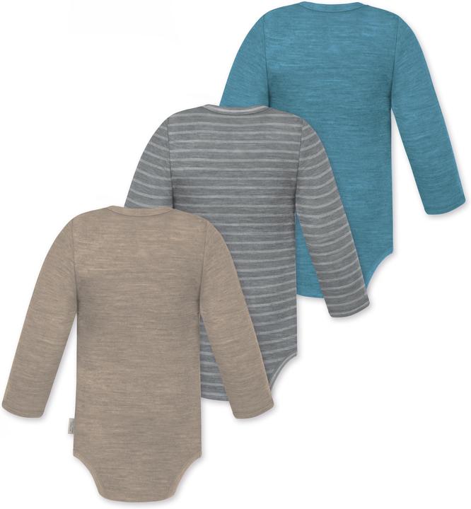 Actual product image Normani 3-pack baby merino long-sleeved body "Tuai" - 9403 (80)