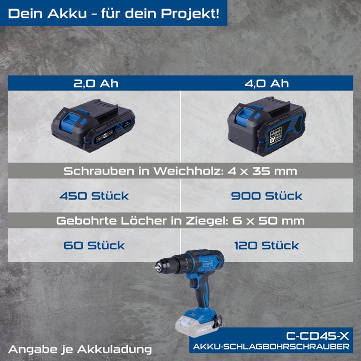 Produktbild Scheppach Akku-Schlagbohrschrauber C-CD45-X (DIY) (Akkubetrieb)