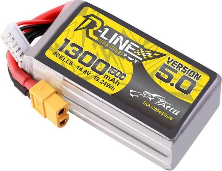 Actual product image Tattu R-Line Version 5.0 1300mAh 14.8V 150C 4S1P Lipo Battery Pack with XT60 Plug (14.80 V, 1300 mAh)