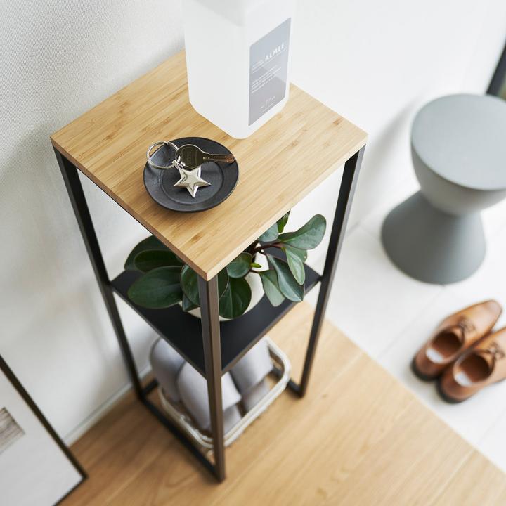 Actual product image Yamazaki 2-tier shelf with wooden top TOWER