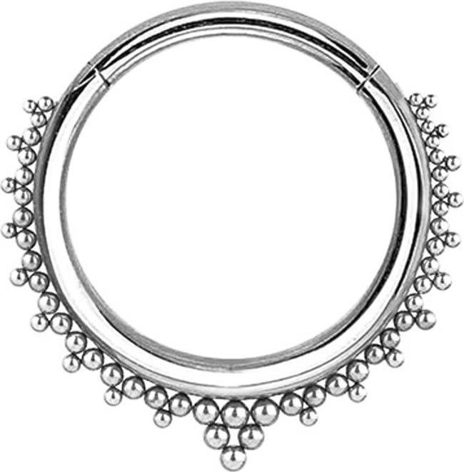 Immagine prodotto Star Piercing Anello a segmenti per orecchie, con triangoli di palline d'argento incernierati (Acciaio chirurgico 316L, senza ottone)