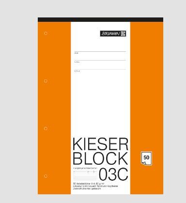 Image du produit Bloc de travail Kieserblock perforé DIN A4 ligné Règle 3ème année scolaire (A4, À rayures, Non contraignant)