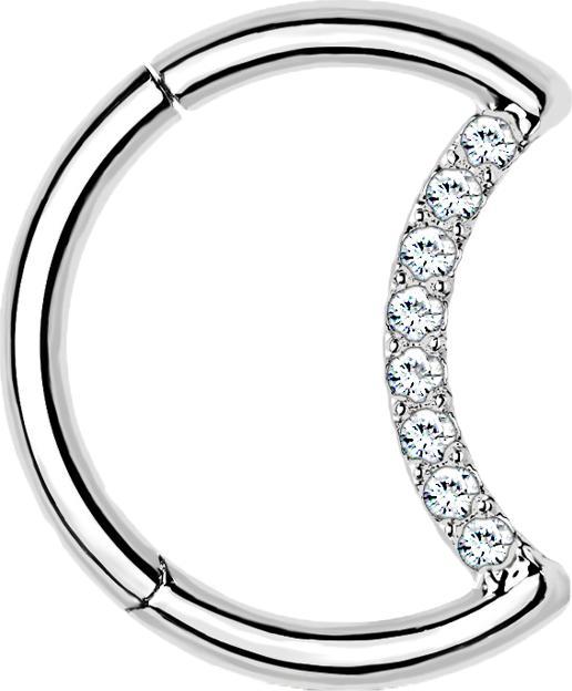 Immagine prodotto Star Piercing Anello a micro segmenti con cerniera in argento e cristalli (Titanio G23, senza ottone)