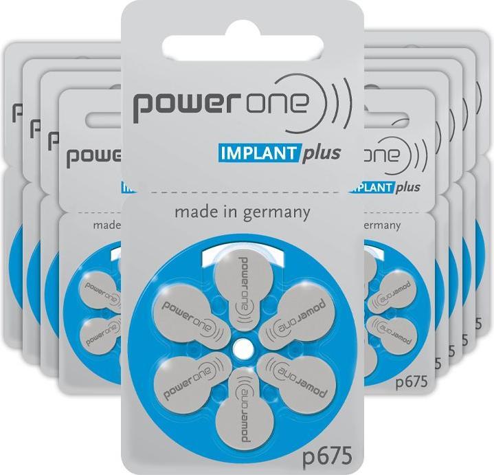Actual product image Powerone ImplantPlus 675 Hearing Aid Batteries (60 pcs., 675, 540 mAh)