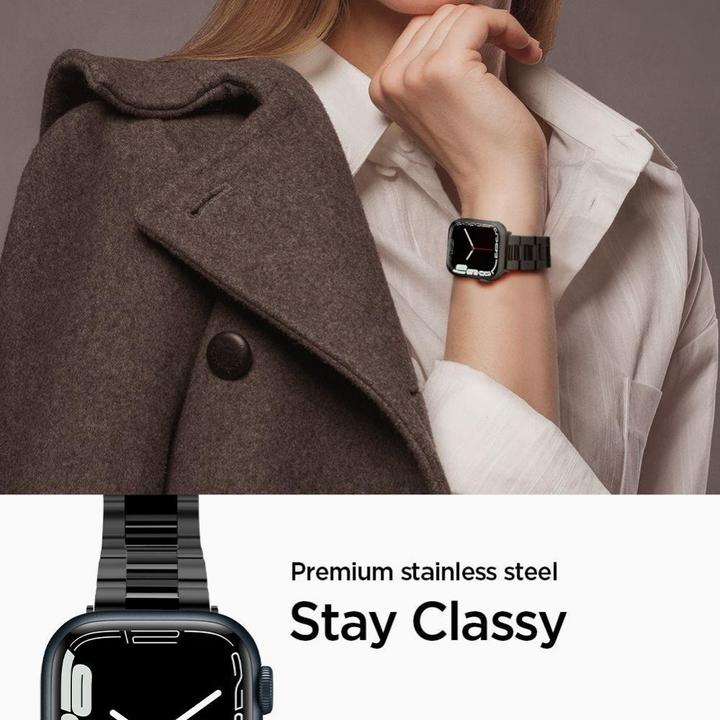 Image du produit Spigen MODERN FIT BAND Apple Watch 4 / 5 / 6 / 7 / 8 / SE (38 / 40 / 41MM) BLACK (38 mm, 40 mm, 41 mm, Acier inoxydable)