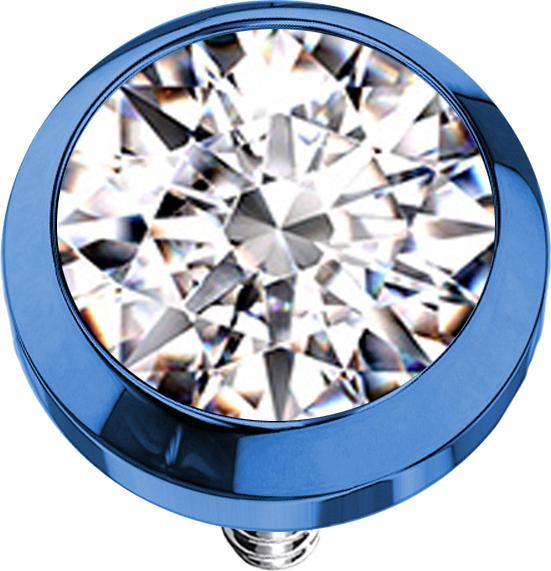 Star Piercing Dermal Anchor dunkelblau mit Kristall silber (ohne Messing, Chirurgenstahl 316L)