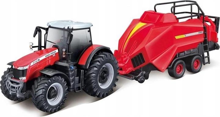 Produktbild Bburago Diecast 1:43 FarmLand Massey Ferguson 8740S with Baler Lifter Motorized Ages 3+ 18-31667