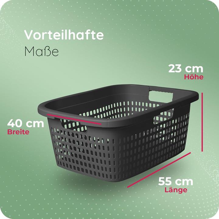 Produktbild Novaliv Wäschekorb mit 3 Griffen 25L Anthrazit, Wäschebox Set Wäscheeimer Wäschebehälter für Bad Wäs (25 l)