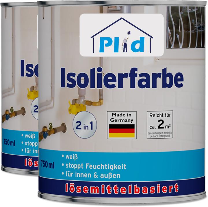 Actual product image Plid Insulating paint 1.5L white for approx. 4m² /basement paint nicotine paint opaque white wall paint (White, 1.50 l)