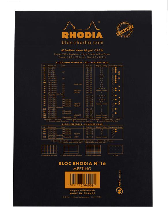 Actual product image Rhodia Blocks stapled 80g Basics (A5, Special ruling, Hardcover)