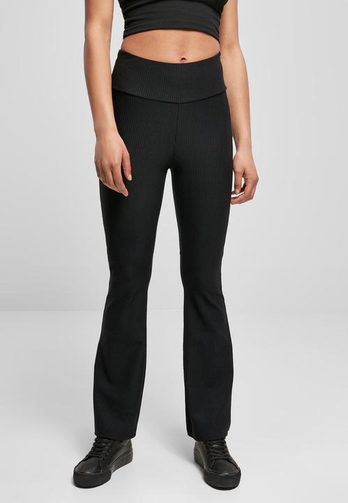 Actual product image Urban Classics Ladies High Waist Rib Boot Cut Leggings (XS)