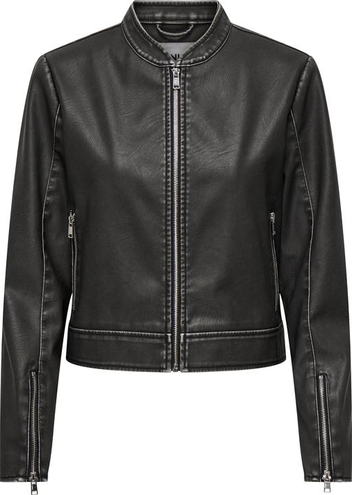 Only Stehkragen Ärmelbündchen mit Reissverschluss Jacke Kunstlederjacke