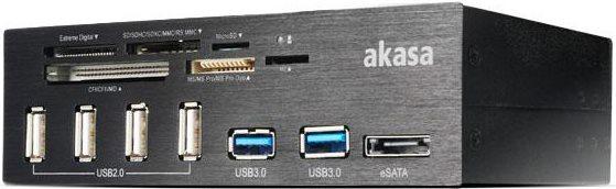 Immagine prodotto Akasa AK-HC-05U3BK Lettore di schede USB 3.0 interno a 6 porte - nero (SATA, USB 2.0)
