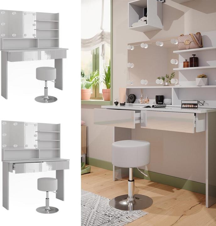 Produktbild Vicco Azur mit Hocker und Beleuchtung (120 x 40 x 83.5 cm)