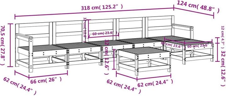 Produktbild VidaXL 7-tlg. Garten-Lounge-Set Massivholz Kiefer,Material