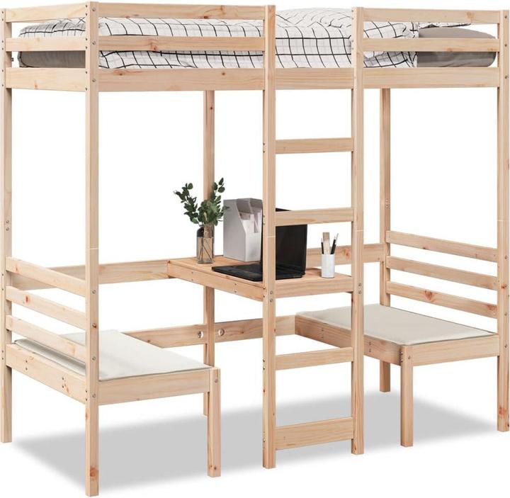 Produktbild VidaXL Hochbett mit Schreibtisch & Stühlen (75 x 190 cm)