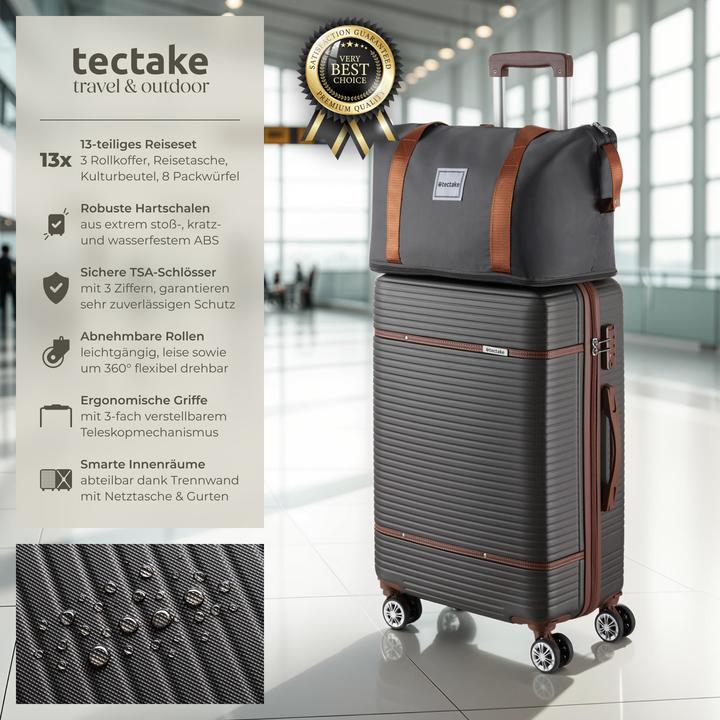 Immagine prodotto tectake Set di valigie da viaggio Madison, 13 pezzi, lucchetto TSA (92 l, M (50 - 90l))