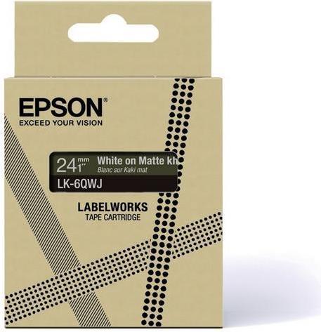 Actual product image Epson Matte Khaki/White 24mm LK-6QWJ (2.40 cm, White, Brown)