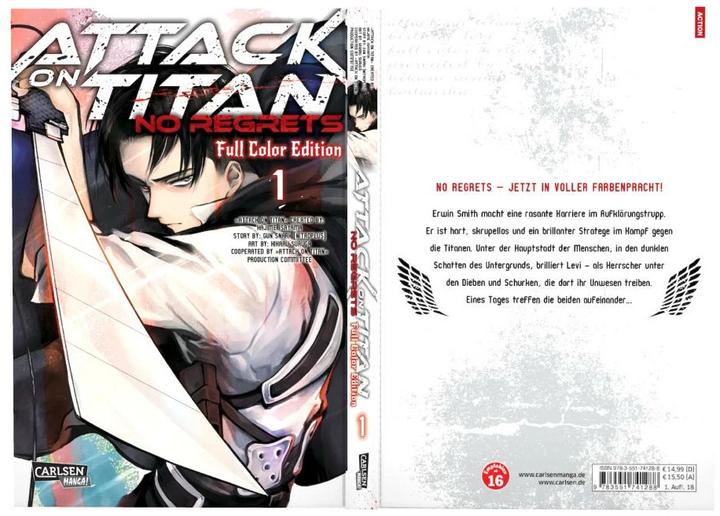 Produktbild Attack On Titan - No Regrets Full Colour Edition 1 (Deutsch, Hajime Isayama, 2018)