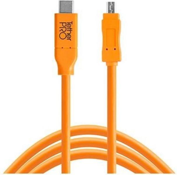 Produktbild Tether Tools Kabel TetherPro USB-C zu 2.0 Mini-B 8-Pin, 4.6 m Orange (Kabel)