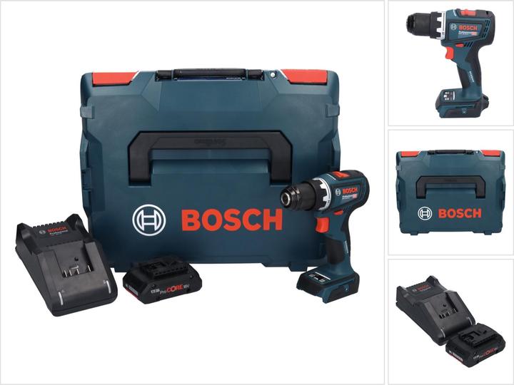 1x Bosch GSR 18V-90 C Professional accuboormachine, 1x Bosch GBA 18 V 4,0 Ah ProCORE oplaadbare accu, 1x Bosch GAL 18V-40 oplader, 1x Bosch L-Boxx 136