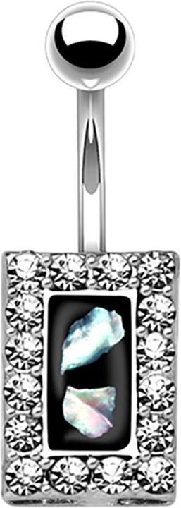 Image du produit Star Piercing Banane avec insert en nacre carrée argentée (Organique, Acier chirurgical 316L, sans laiton)