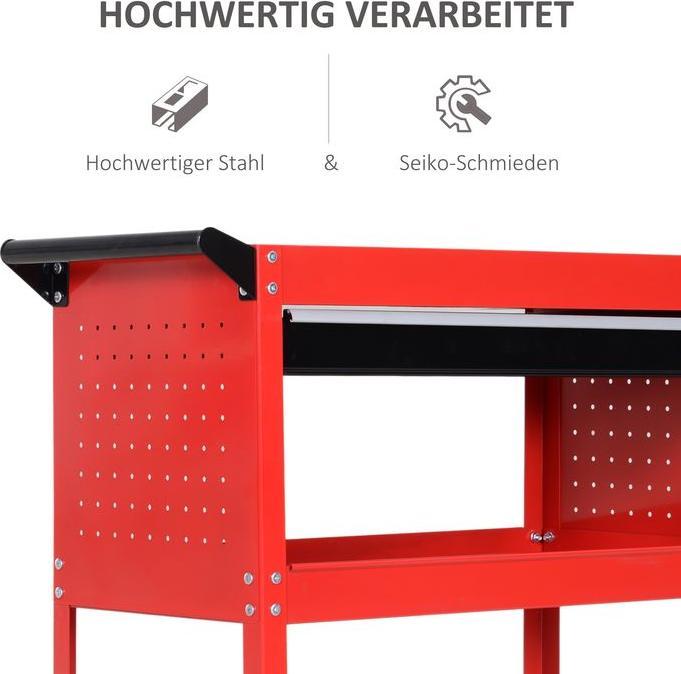 Produktbild Swisshandel24 Werkstatt-Rollwagen, Werkzeugwagen mit 3 Ebenen, Transportwagen mit Schublade, Montagewagen für Gara (1 x)