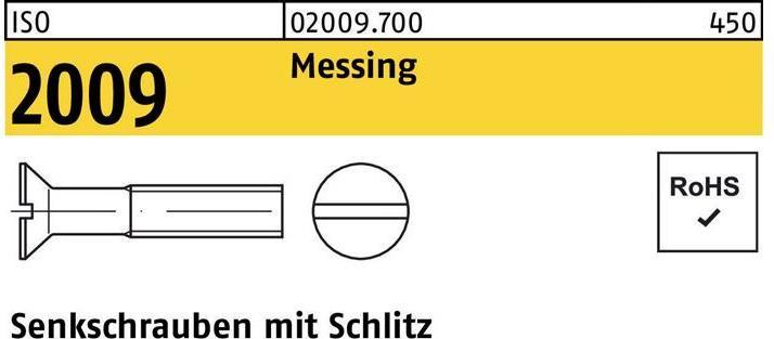 Produktbild Senkschraube ISO 2009 m.Schlitz M 3 x 30 Messing (200 Schrauben pro Stück)